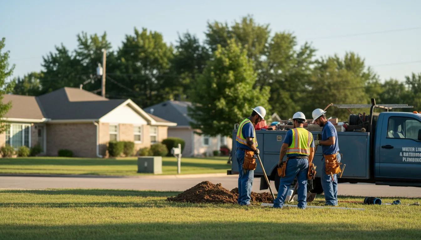 Residential water line and bathroom plumbing service in Queen City, TX